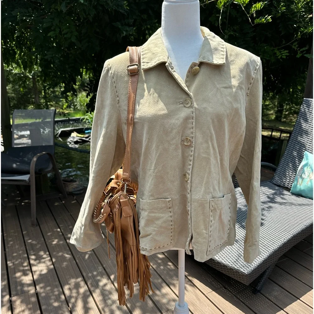 Vintage Monterey Bay genuine leather tan size large‎